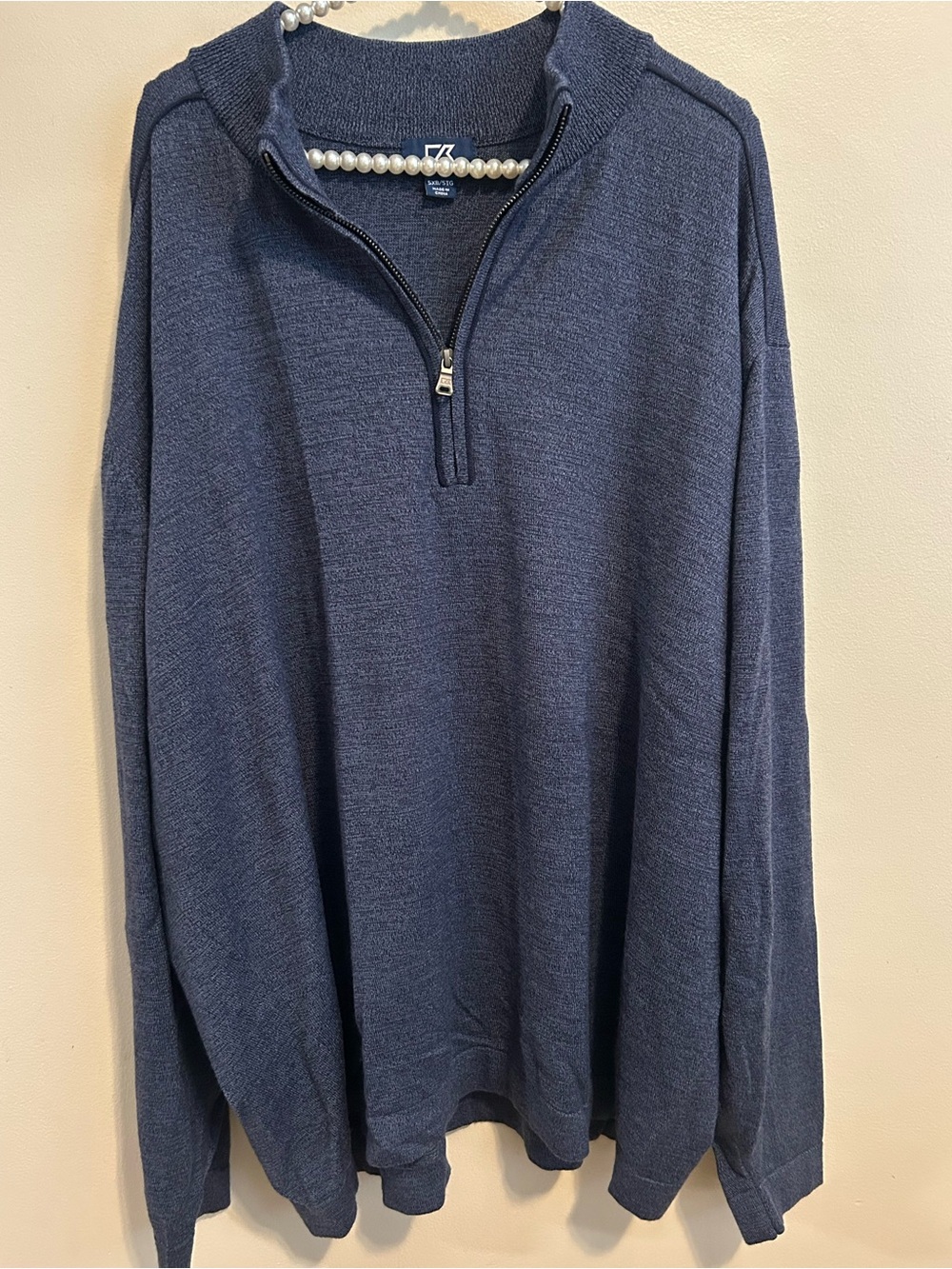 Cutter & Buck Mens 5XB Big & Tall Merino Wool Blend 1/4 Zip Pullover Sweater